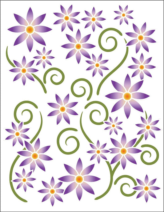 Urban Elementz Tattoo Elementz Decal Asters Violet (Printed On Clear)