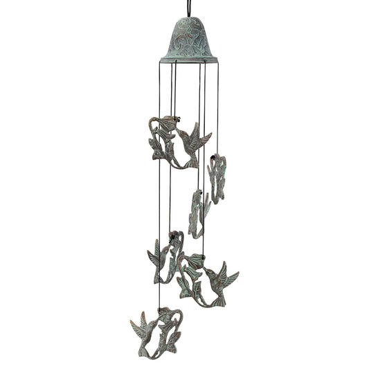 SPI Home Hummingbirds Feeding On Flowers Brass Wind Chime
