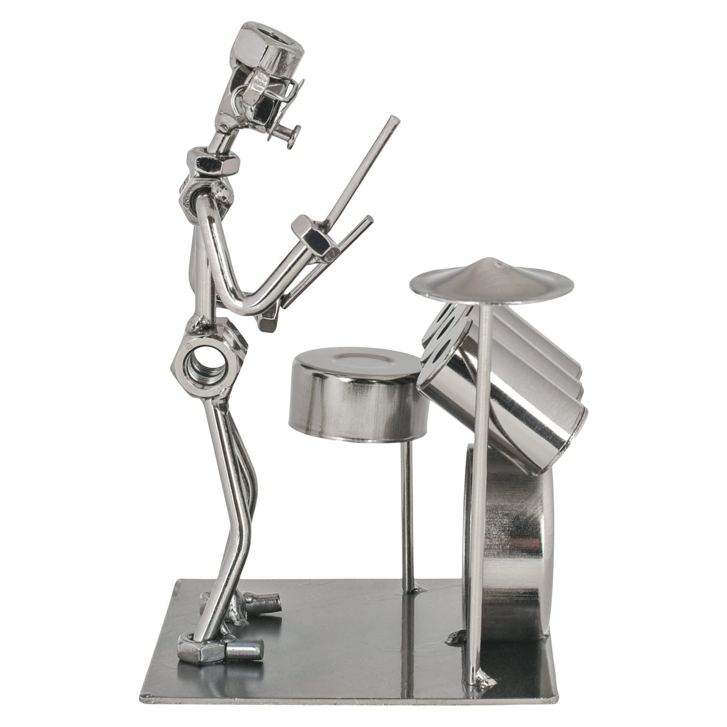 Broadway Gift Co. Classic Silver Tone Drummer 7 inch Metal Table Top Figurine