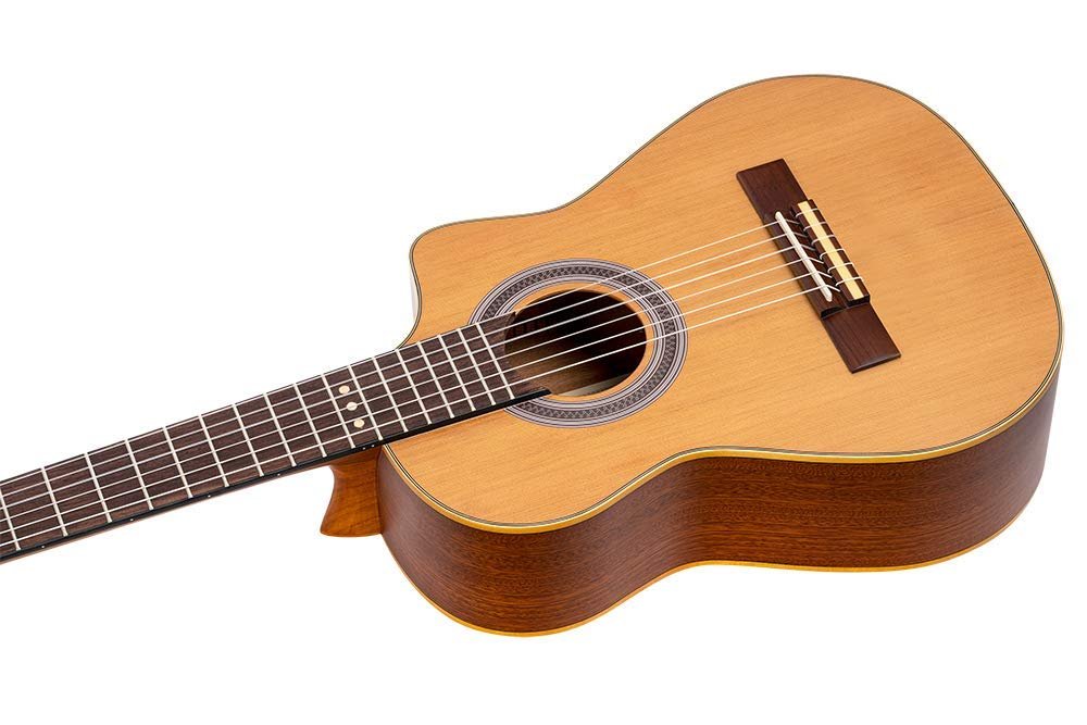 Ortega Guitars Requinto Series Pro 6 String Acoustic-Electric Guitar, Right (RQ39E)