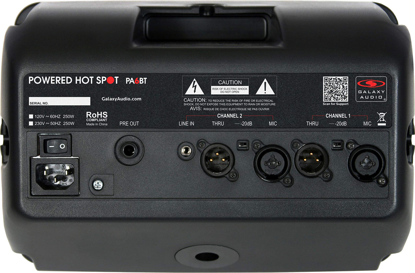 Galaxy Audio PA6BT 6" 170 Watt 2-Way Powered Hot Spot Monitor Speaker With Bluetooth