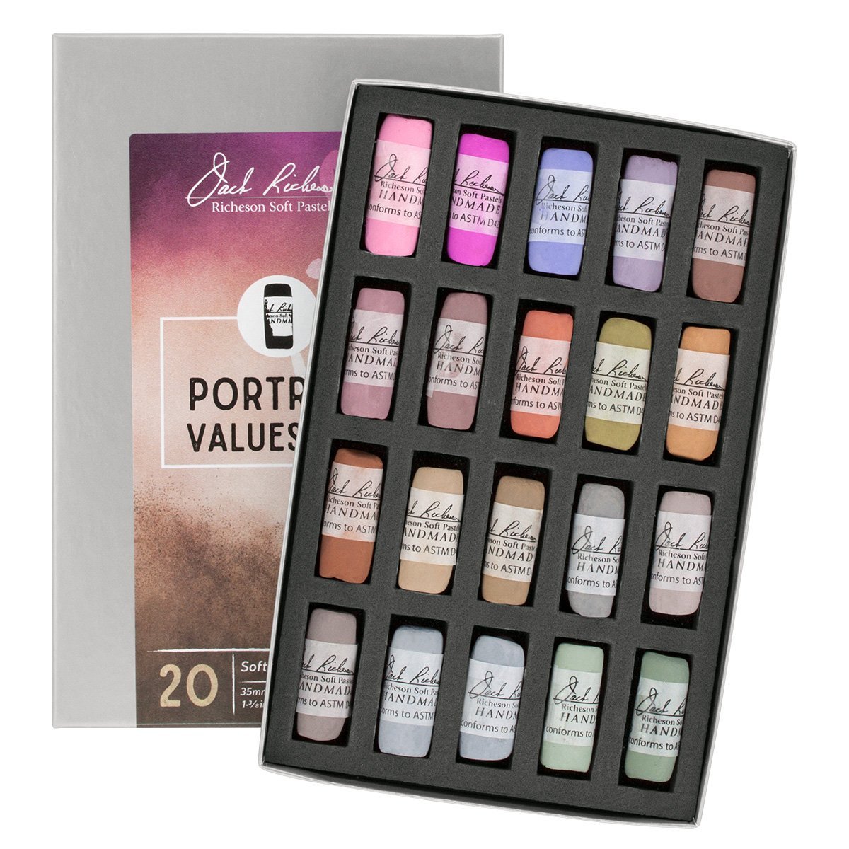 Jack Richeson 422939 Hand Rolled Soft Pastels Portrait (20 Piece Set)