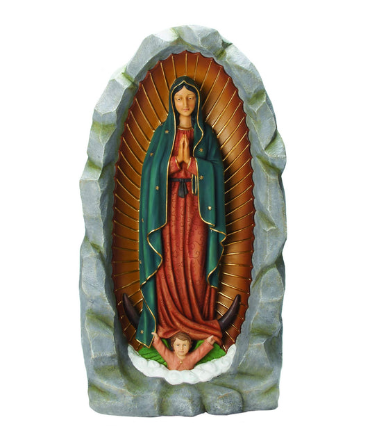 Roman - Our Lady of Guadalupe Grotto, 36" H, Garden Collection, Resin and Stone, Decorative, Gift, Home Outdoor Decor, Durable, Long Lasting, Unique Design