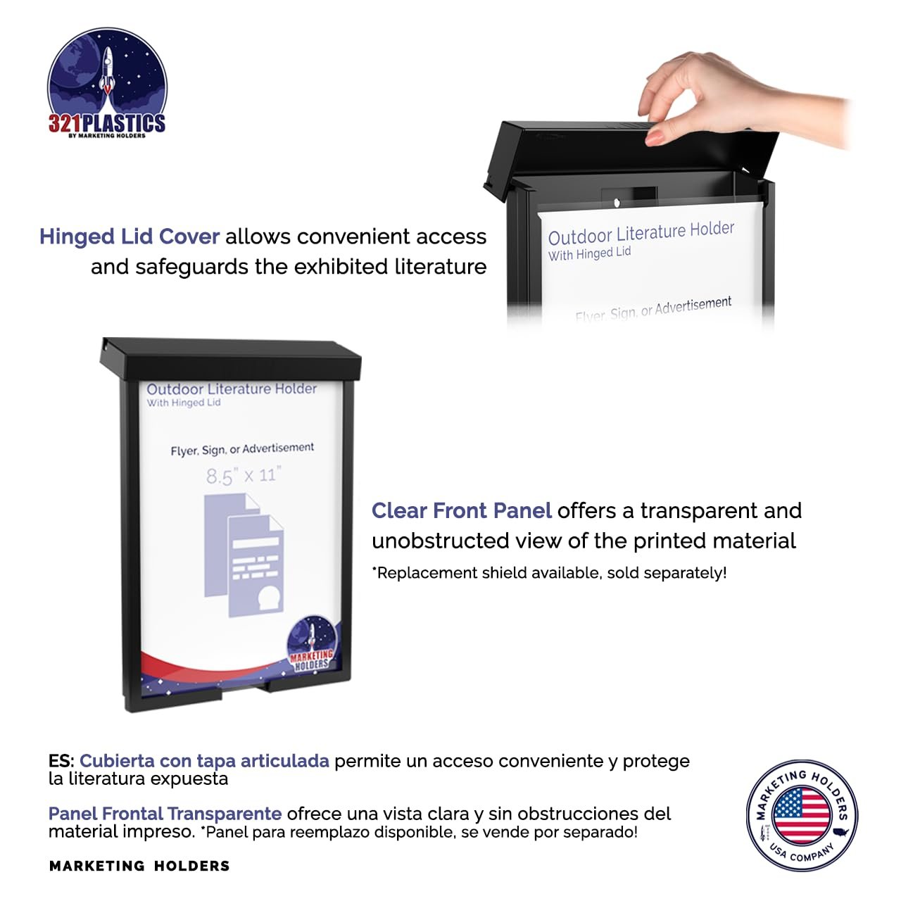 Marketing Holders Outdoor Brochure Holder Flyer Heavy Duty Box Material Display Restaurants Menus Pamphlets Brochures
