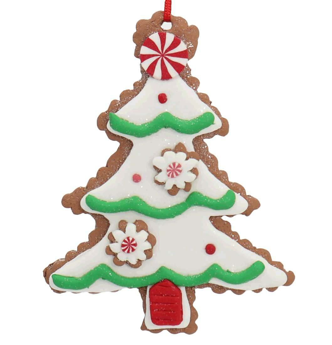 Kurt Adler 4.5" Gingerbread Ornaments Assortment: Snowman, Santa, Boy, Tree - Claydough Material - Christmas