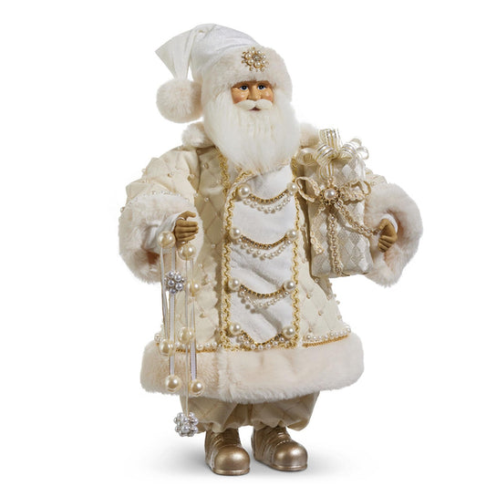 Raz Imports Pearl and Jewel Champagne Pere Noel, 18-inch Height, Gift, Home Décor, Christmas