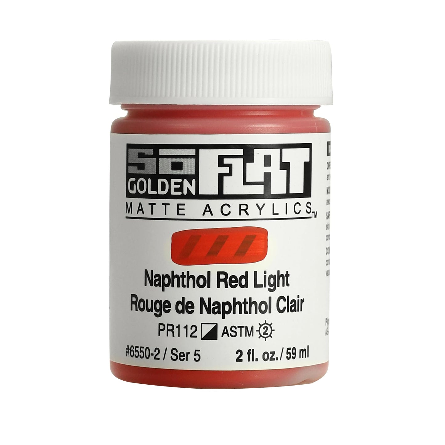GOLDEN SoFlat Matte Acrylics, Naphthol Red Light, 2 fl. oz. Jar, Professional Acrylic Paint, Semi-Opaque