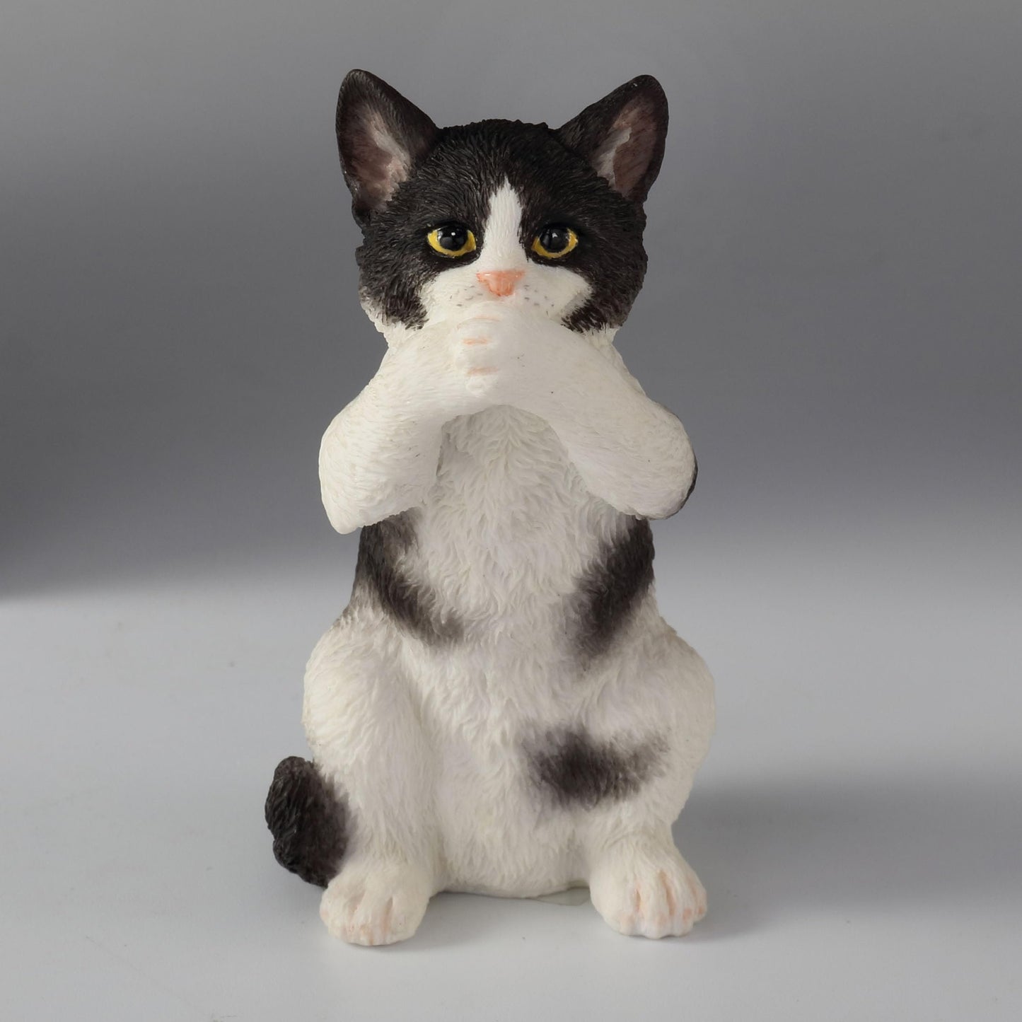 Veronese Design 3 3/4 Inch Black and White Kittens Hear Speak See No Evil Resin Figurine Miniature