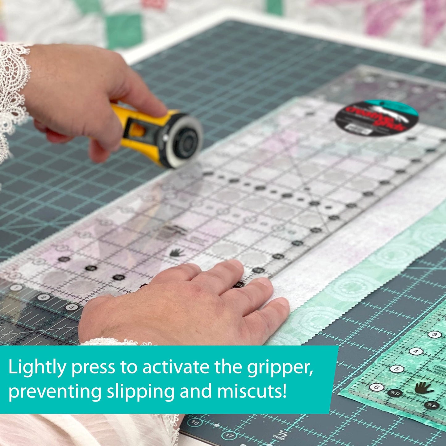 Creative Grids Quilt Ruler 6-1/2in x 24-1/2in Rectangle - CGR24LEFT – Made in USA, Non-Slip Grip Acrylic Quilting, Sewing, Crafting, Patchwork Ruler for Measuring & Cutting Fabric