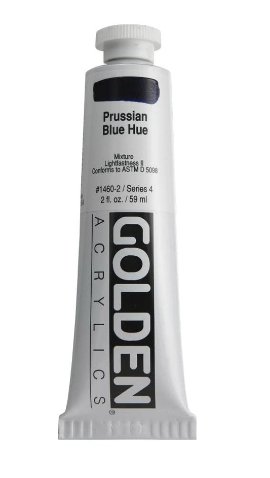 Heavy Body Acrylics by GOLDEN, Prussian Blue Hue, 2 fl. oz. Tube, Professional Acrylic Paint, Semi-Transparent