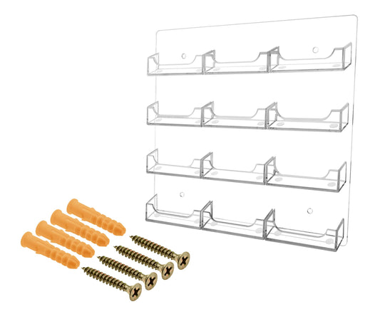 Marketing Holders Wall Business Card Holder with Hanging Hardware for 3.5" x 2" Gift or Appointment Cards Schools Bookstores Travel Centers Laundromats 12 Pocket Clear Acrylic One Piece Durable