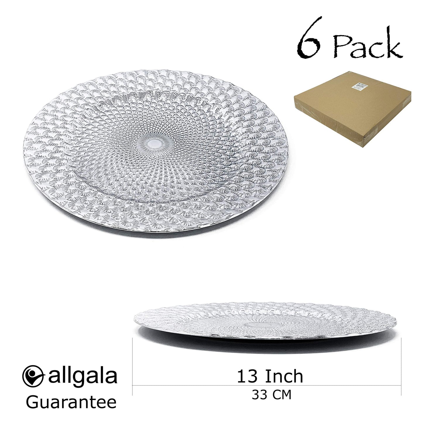 allgala Heavy Quality Round Charger Plates - Elegant Gold Chargers for Dinner Plates