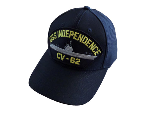 USS Independence CV-62 Hat / USN Baseball Cap 9217, Dark Navy Blue, Adjustable