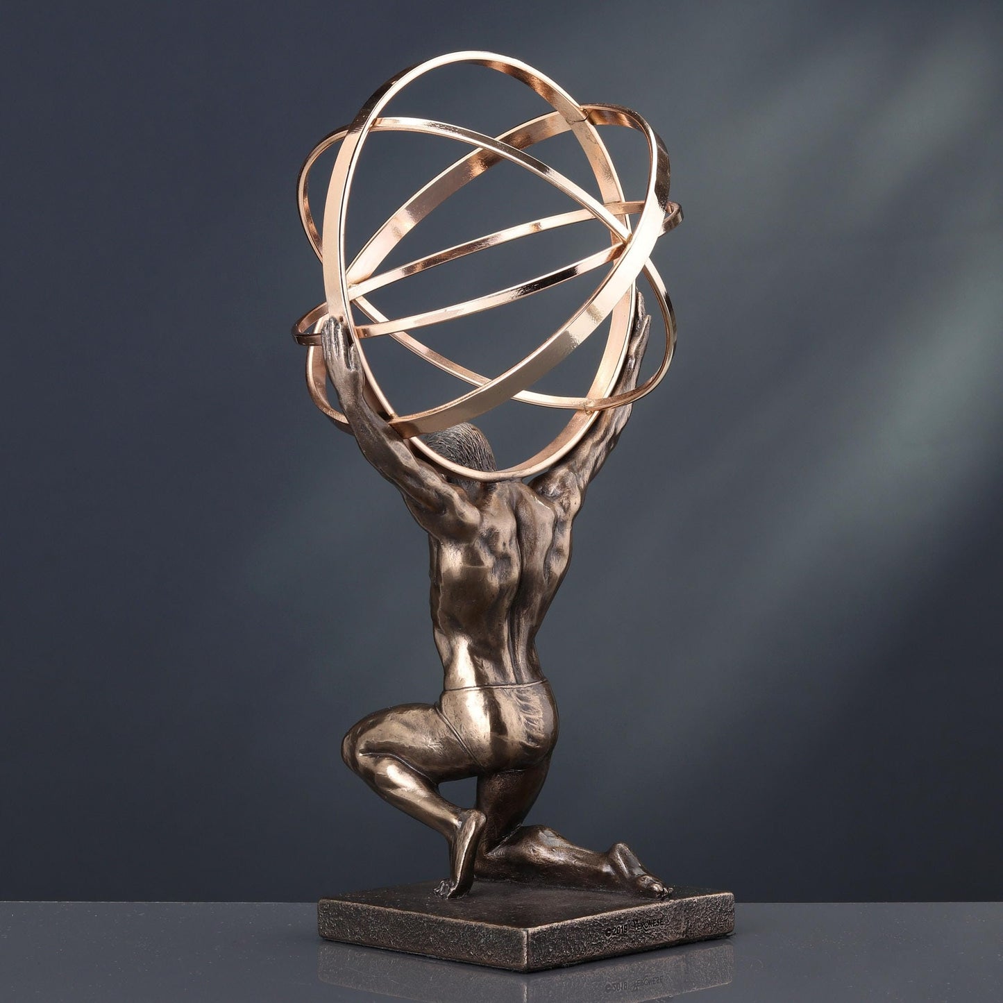 Veronese Design 9 Inch Atlas Carrying Celestial Sphere Statue Cold Cast Resin Antique Bronze Finish