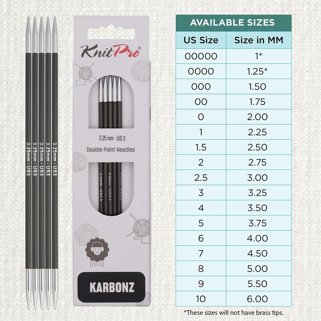 KnitPro Karbonz Double Pointed Needles 8" (20cm)