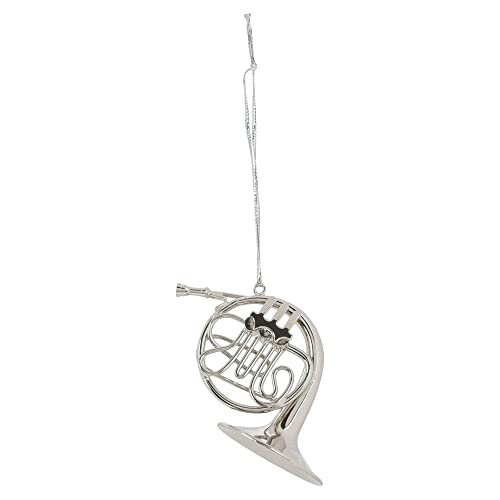 Broadway Gifts Co Silver Tone French Horn Instrument 4 inch Brass Hanging Ornament