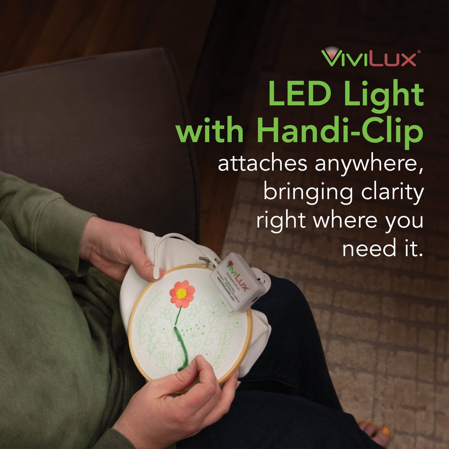 ViviLux Ultralight XL Extra Long Flexible LED Craft Light, Rechargeable Battery Portable Lighting for Crafts, Sewing, & Reading, Includes Handi-Clip & Mounting Tape