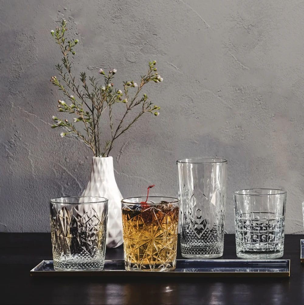 Bormioli Rocco Bartender Stone 13.25 oz. Double Old Fashioned DOF Drinking Glass, Clear, Set of 6