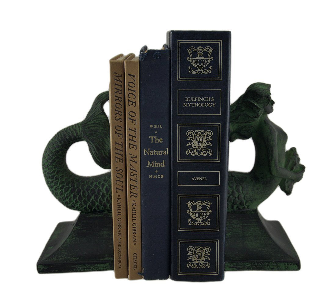 Mermaid Top and Tail Verdigris Finish Bookend Set
