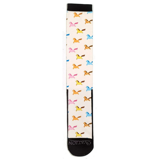 Ovation Chubby Ponies Adult Unisex Multicolored Animal Print Crew Length Reinforced Toe Moisture Wicking Riding Equestrian SOCKS 6-10 Size 1 Count