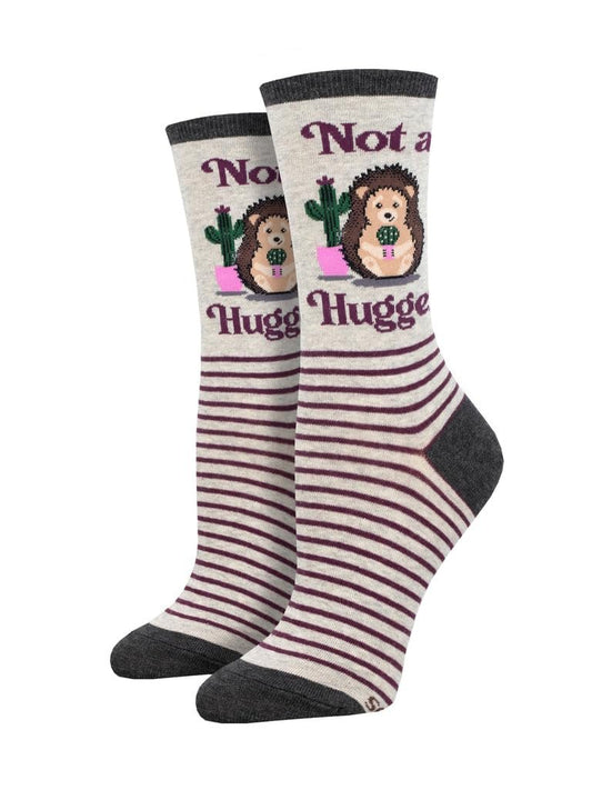 Socksmith Women's Not A Hugger Crew Socks, Gray Heather