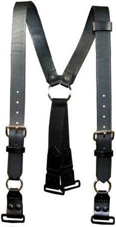 Boston Leather Firefighter's Suspenders, Loop And Abs Rectangular Ring, Black - 9177ABS-1