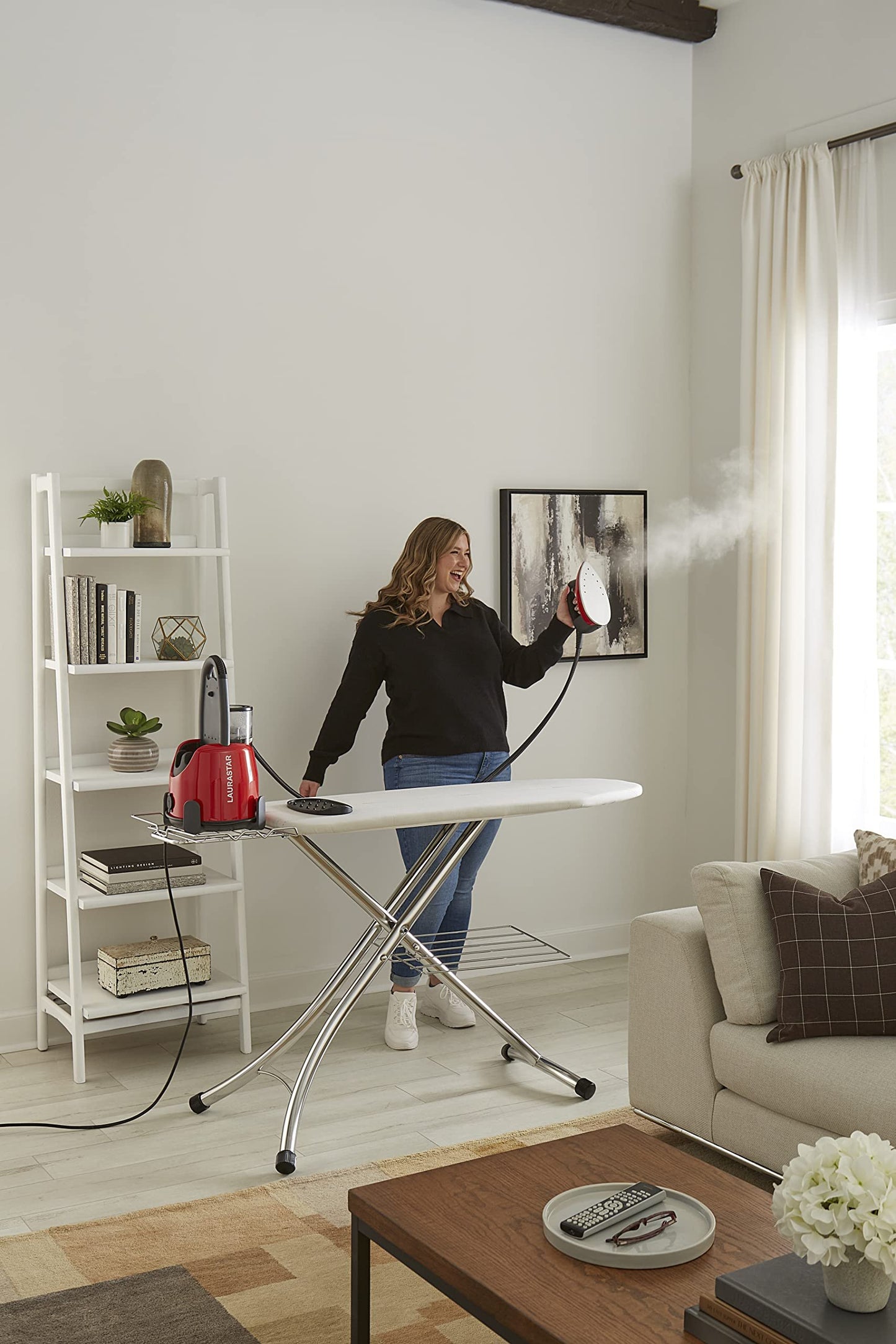 Laurastar Lift Steam Iron in Original Red: Swiss Engineered 3-in-1 Steam Generator that Irons, Steams, and Purifies Your Clothes
