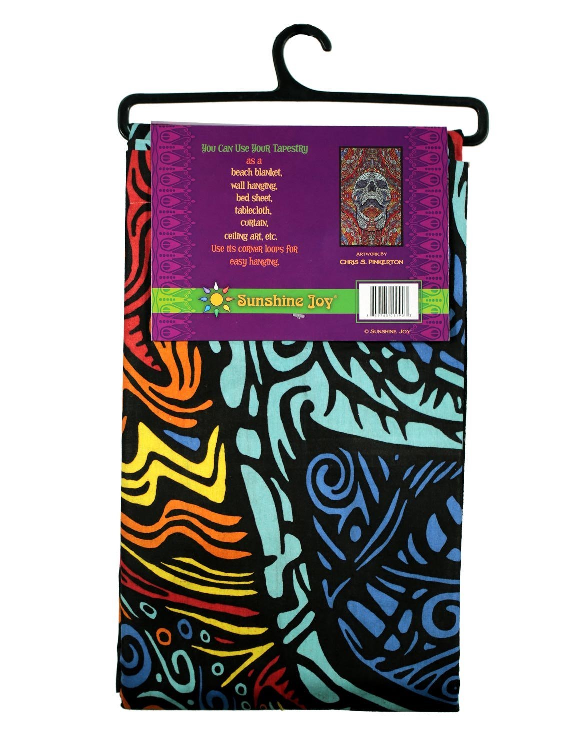 Sunshine Joy 3D Mindful Skull Tapestry Beach Sheet Hanging Wall Art Magical Decor - 60x90 Inches - Amazing 3-D Effects