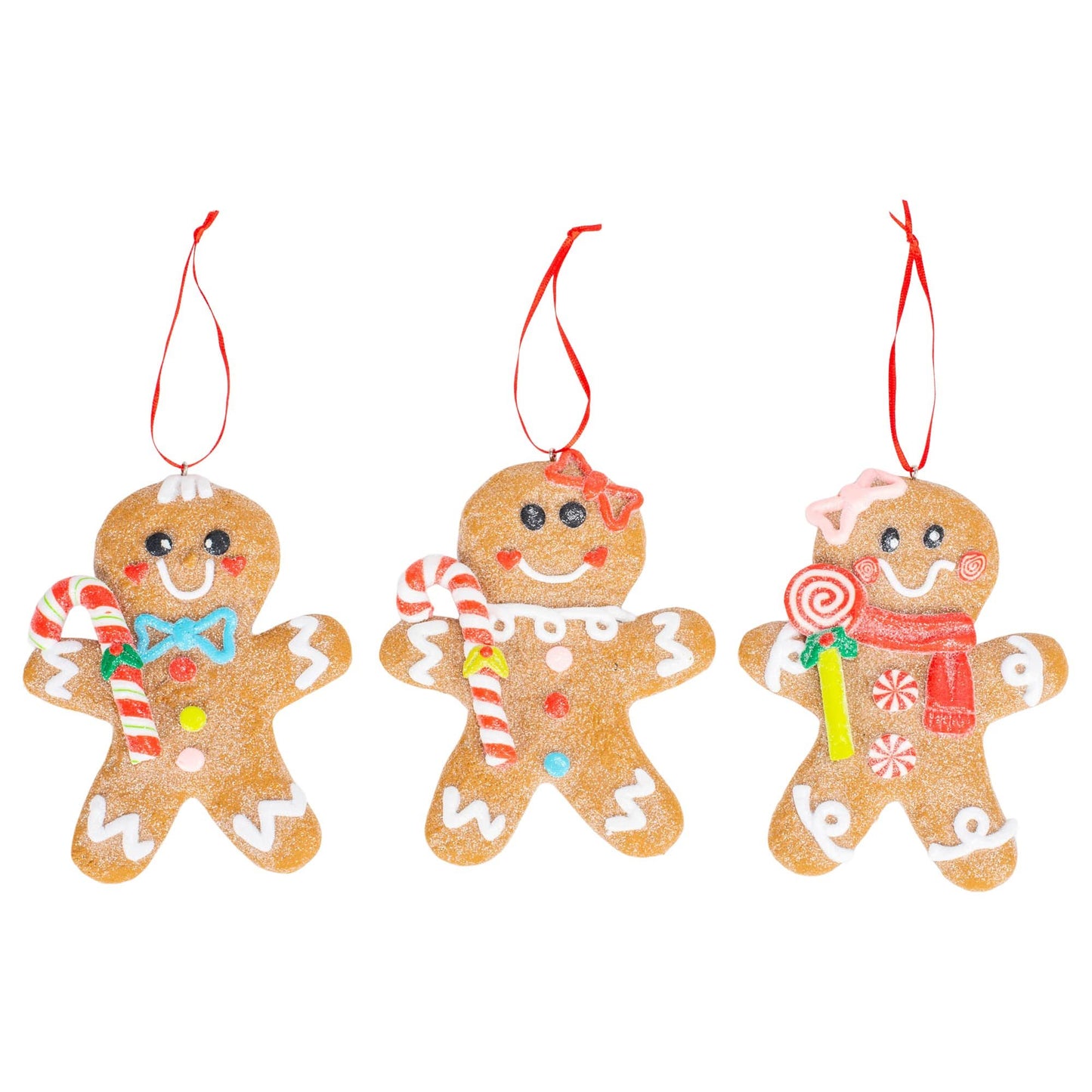 RAZ Imports No Place Like Home Brown Gingerbread Man Clay Dough Christmas Ornaments Set 3