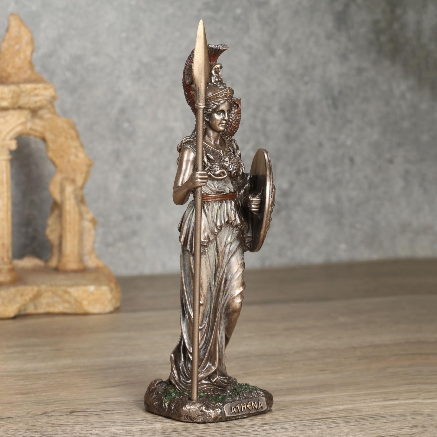 Veronese Design 6 1/2 Athena The Greek Goddess of Wisdom Resin Sculpture Cold Cast Bronze Finish