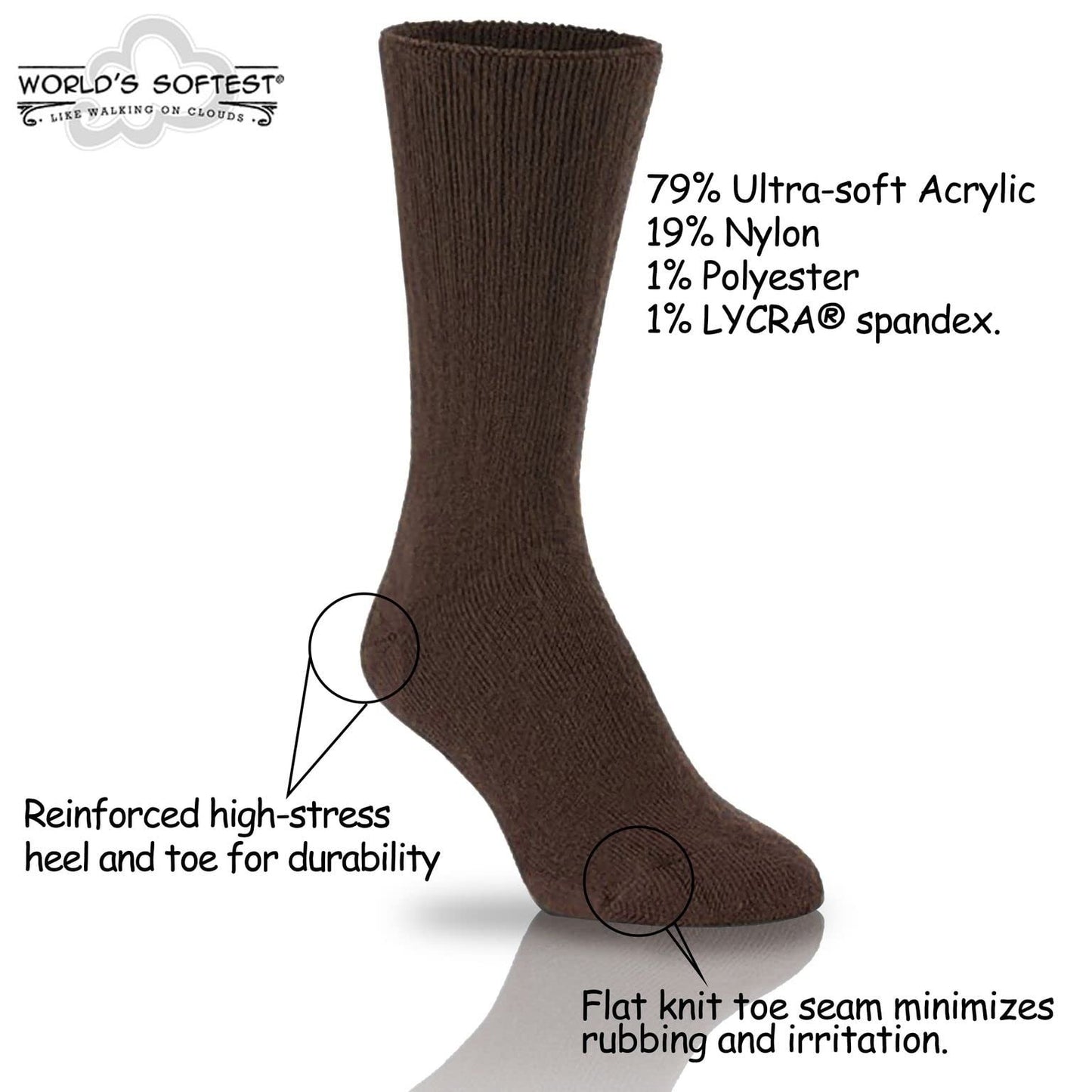 World's Softest Classic Crew Socks - Ultra Soft Crew Socks for Women and Men