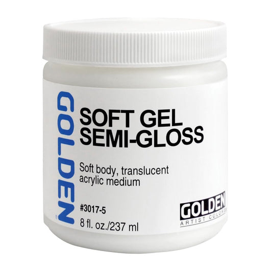 Soft Gel Semi-Gloss by GOLDEN, 8 fl. oz. Jar, Professional Acrylic Gel Medium, Semi-Transparent