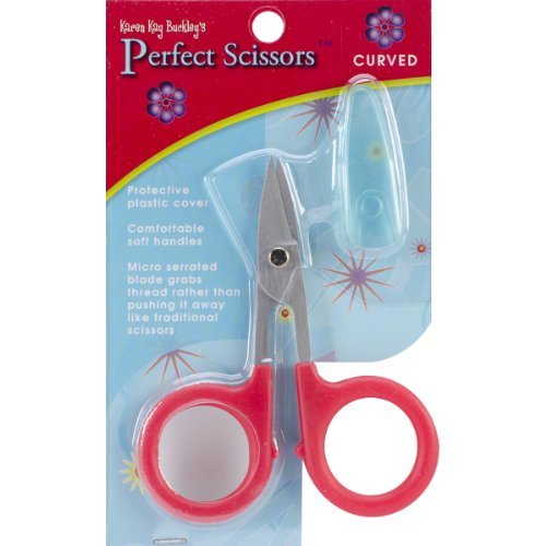 Karen Kay Buckley® Perfect Scissors™, Small 3-3/4 Inch #KKBPSC Curved Micro-Serrated Non-Slip Blade for Thread Snipping, Machine Quilting, Embroidery, Appliqué. Allows for Up Close Trimming