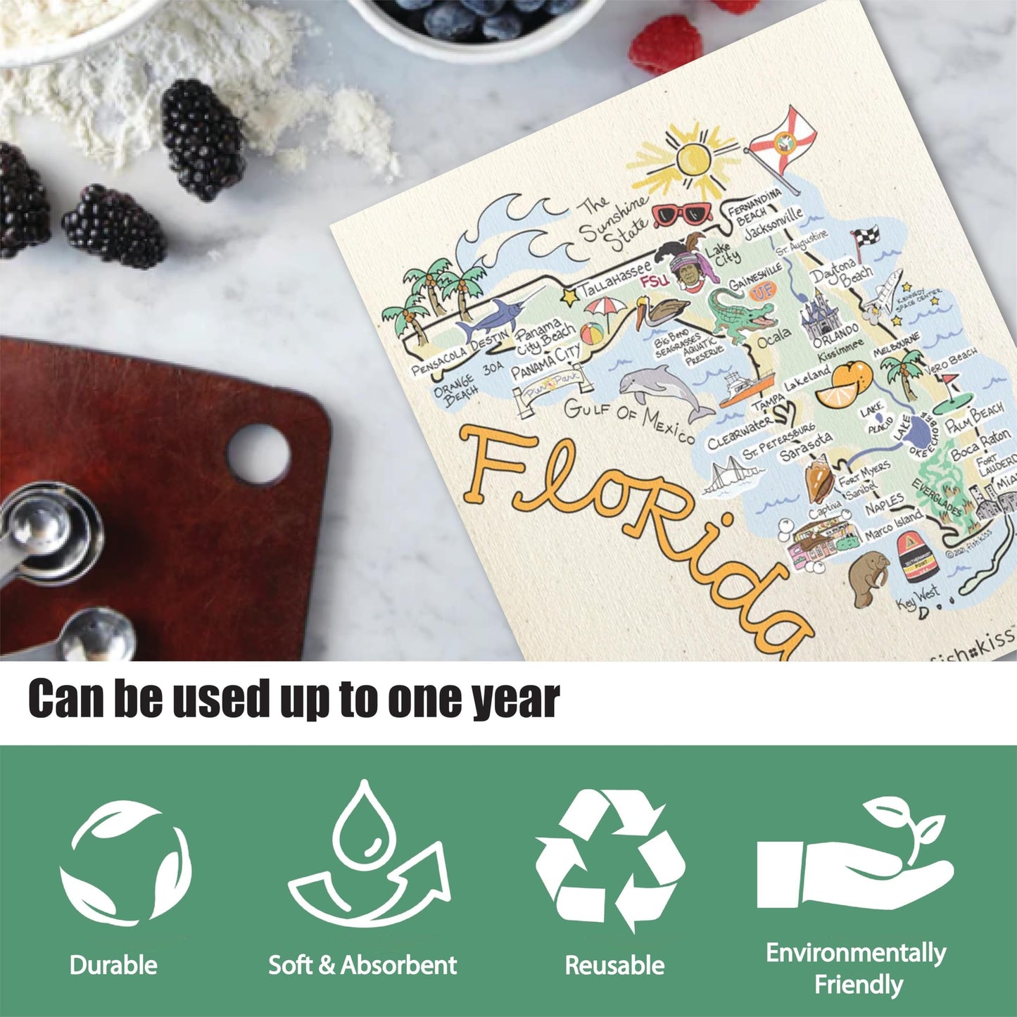 Wet-It! Swedish Dishcloth States – Reusable Paper Towels, Highly Absorbent & Biodegradable Dish Cloths, Non-Scratch, Durable, Machine Washable Cleaning Towels