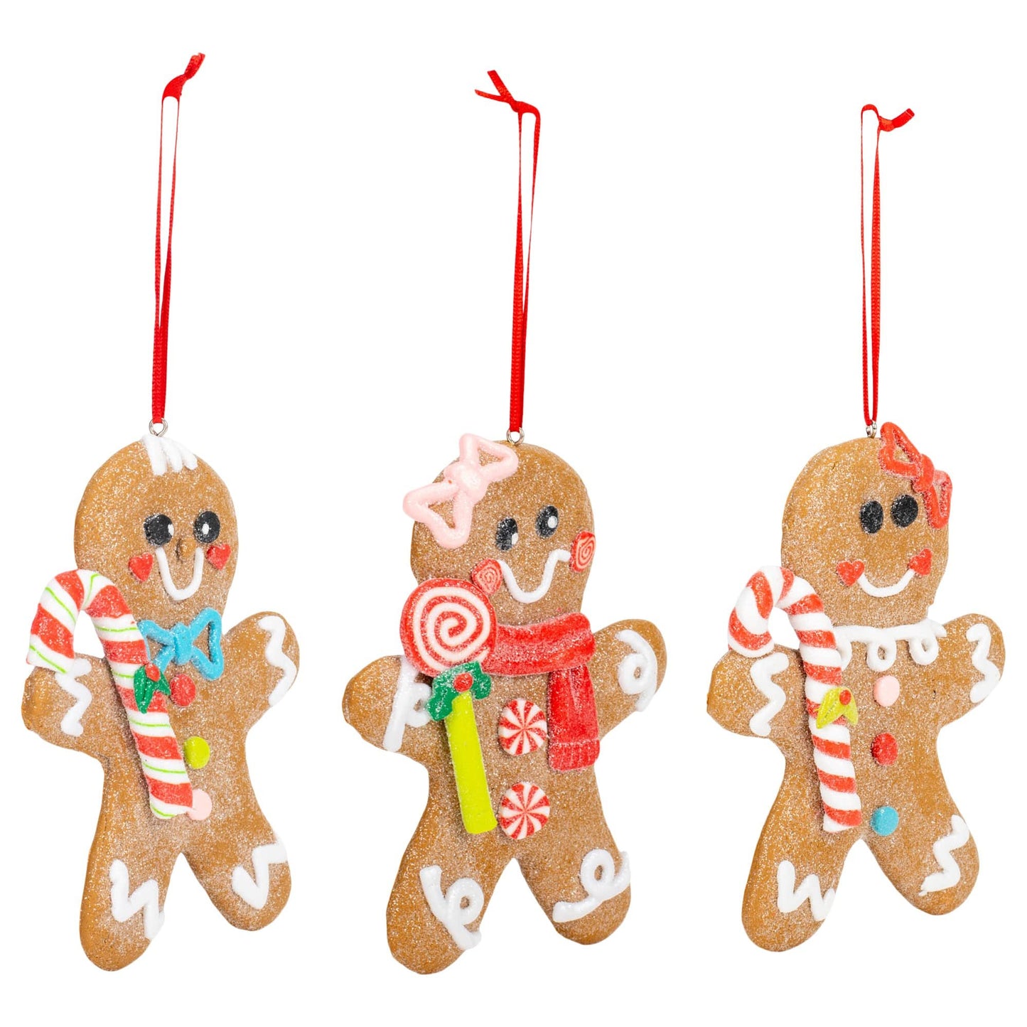 RAZ Imports No Place Like Home Brown Gingerbread Man Clay Dough Christmas Ornaments Set 3