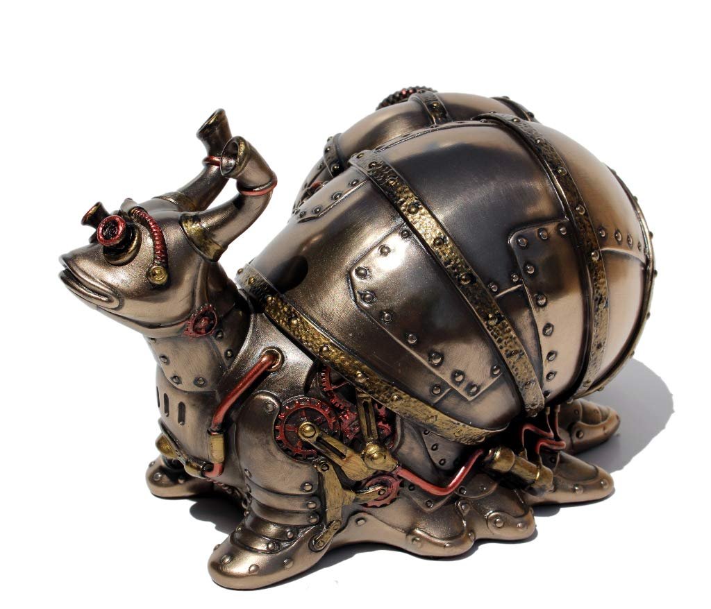 Veronese Design 4.5" Tall Steampunk Giant Land Snail Hidden Trinket Box Cold Cast Resin Antique Bronze Finish