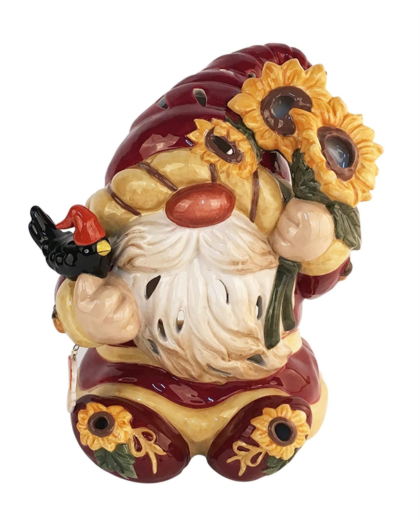 Blue Sky Clayworks 20615 Sunflower Harvest Gnome Tealight Holder
