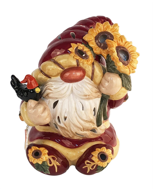 Blue Sky Clayworks 20615 Sunflower Harvest Gnome Tealight Holder