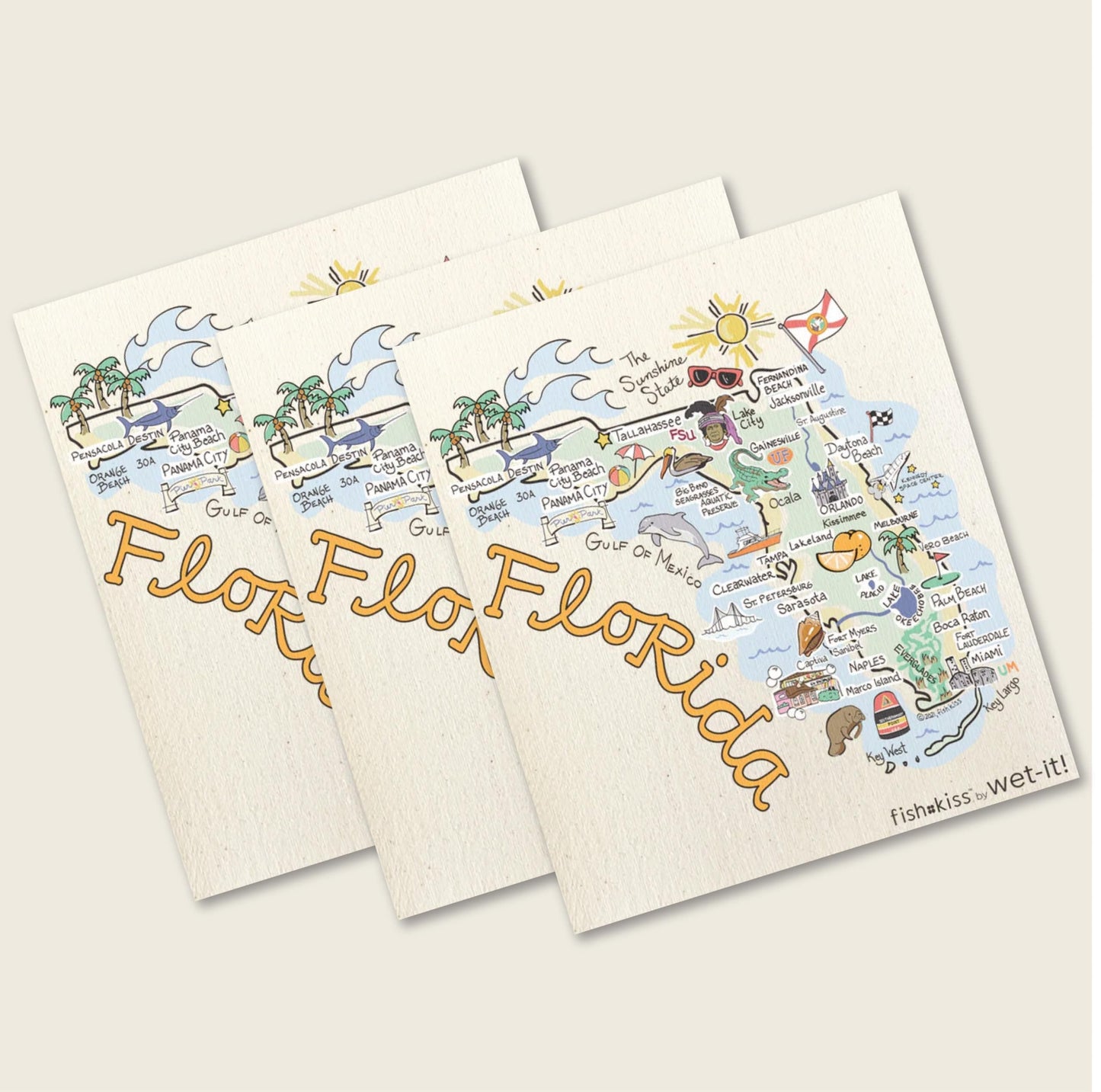 Wet-It! Swedish Dishcloth States – Reusable Paper Towels, Highly Absorbent & Biodegradable Dish Cloths, Non-Scratch, Durable, Machine Washable Cleaning Towels