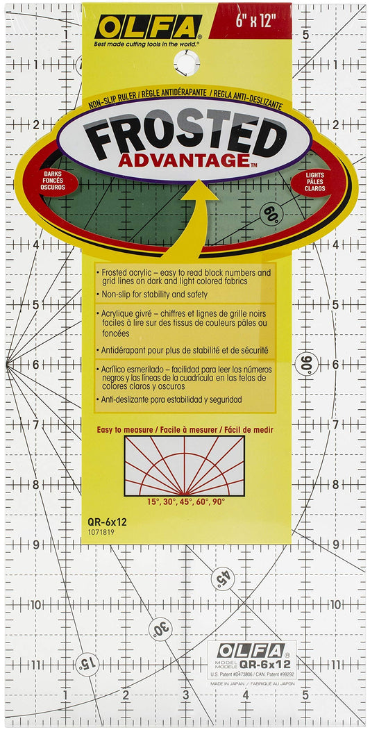 OLFA 1071819 QR-6x12 6-Inch x 12-Inch Frosted Advantage Acrylic Ruler