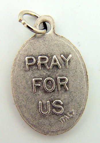 WJH Silver Toned Saint St Genesius Pray for Us Christian Italian Medal 1 Inch Pendant
