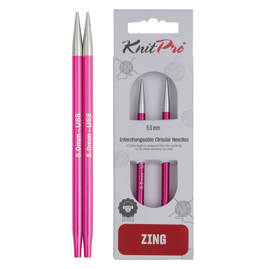 KnitPro Zing Interchangeable Circular Needles 4" (10cm)