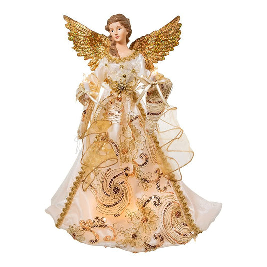 Kurt Adler 16-Inch Ivory/Gold Angel Tree Topper