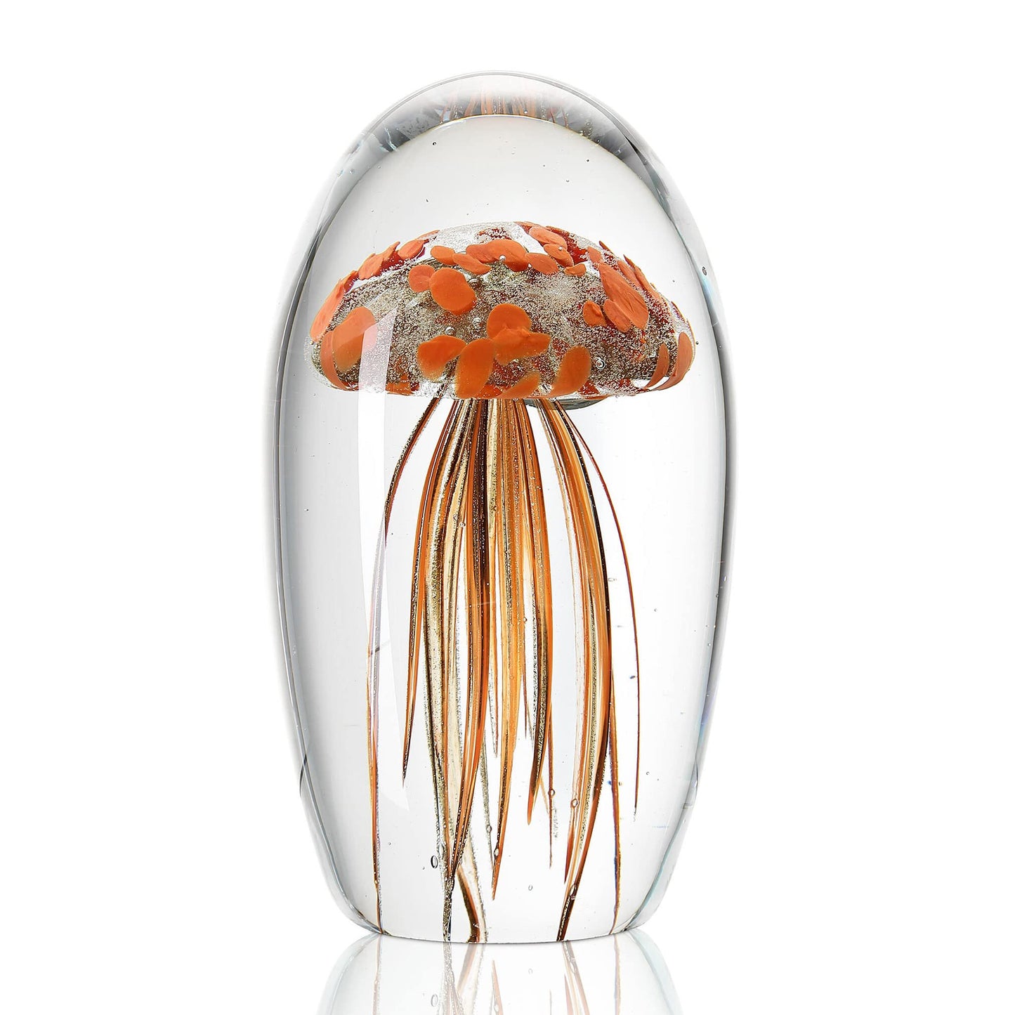 SPI Home 58070 Speckled Metallic Orange Jellyfish Glow in The Dark 6.5 x 4 Art Glass Decorative Tabletop Figurine Décor