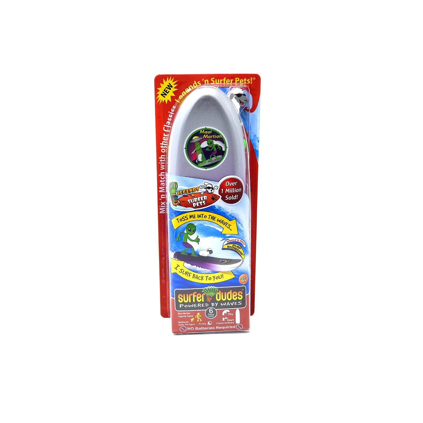 Surfer Dudes Legends & Surfer Pets Wave Powered Mini-Surfer, Pet and Surfboard Beach Toy