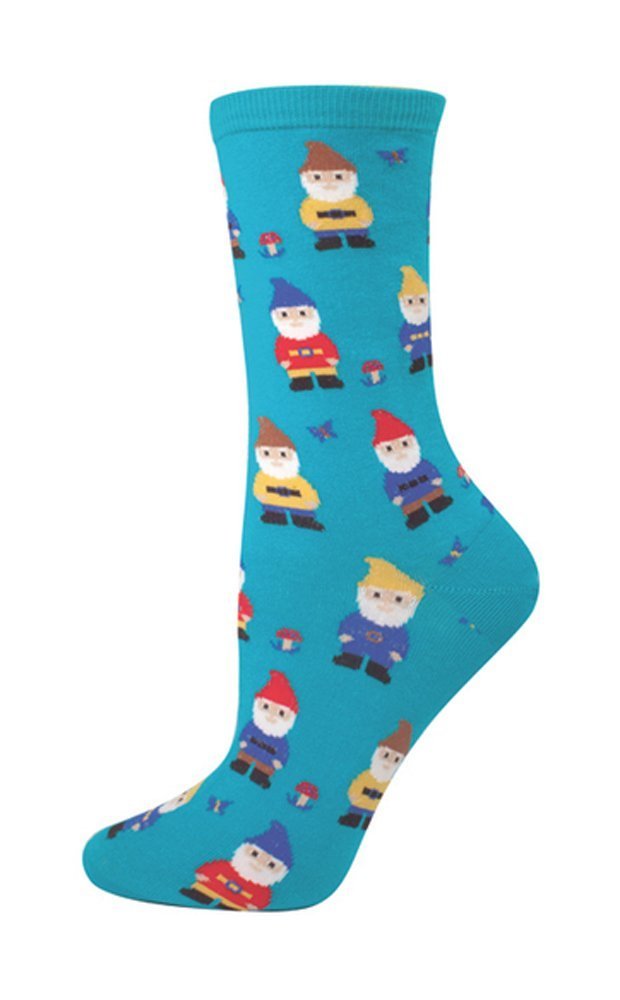 Socksmith Women's Gnome Crew Socks,Blue,6-10