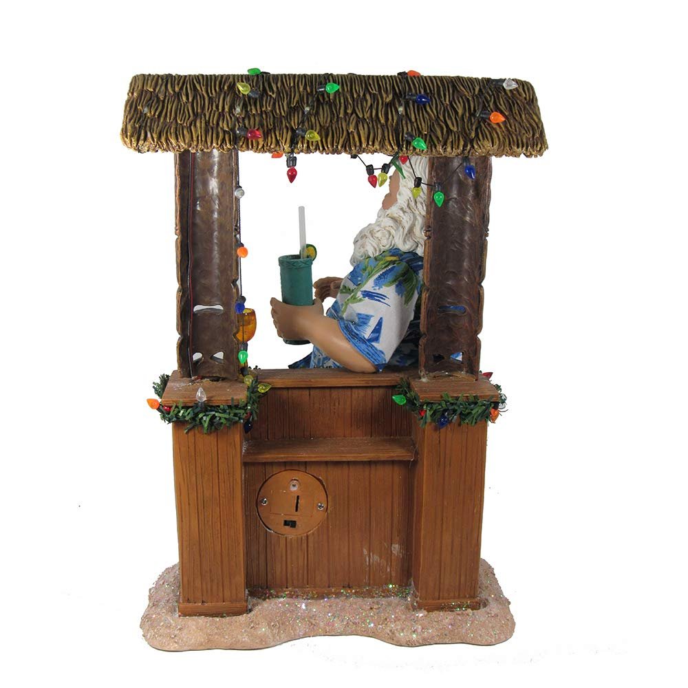 Kurt S. Adler, Inc. C2519 Kurt Adler 11" Beach Santa at Tiki bar Figure,Brown