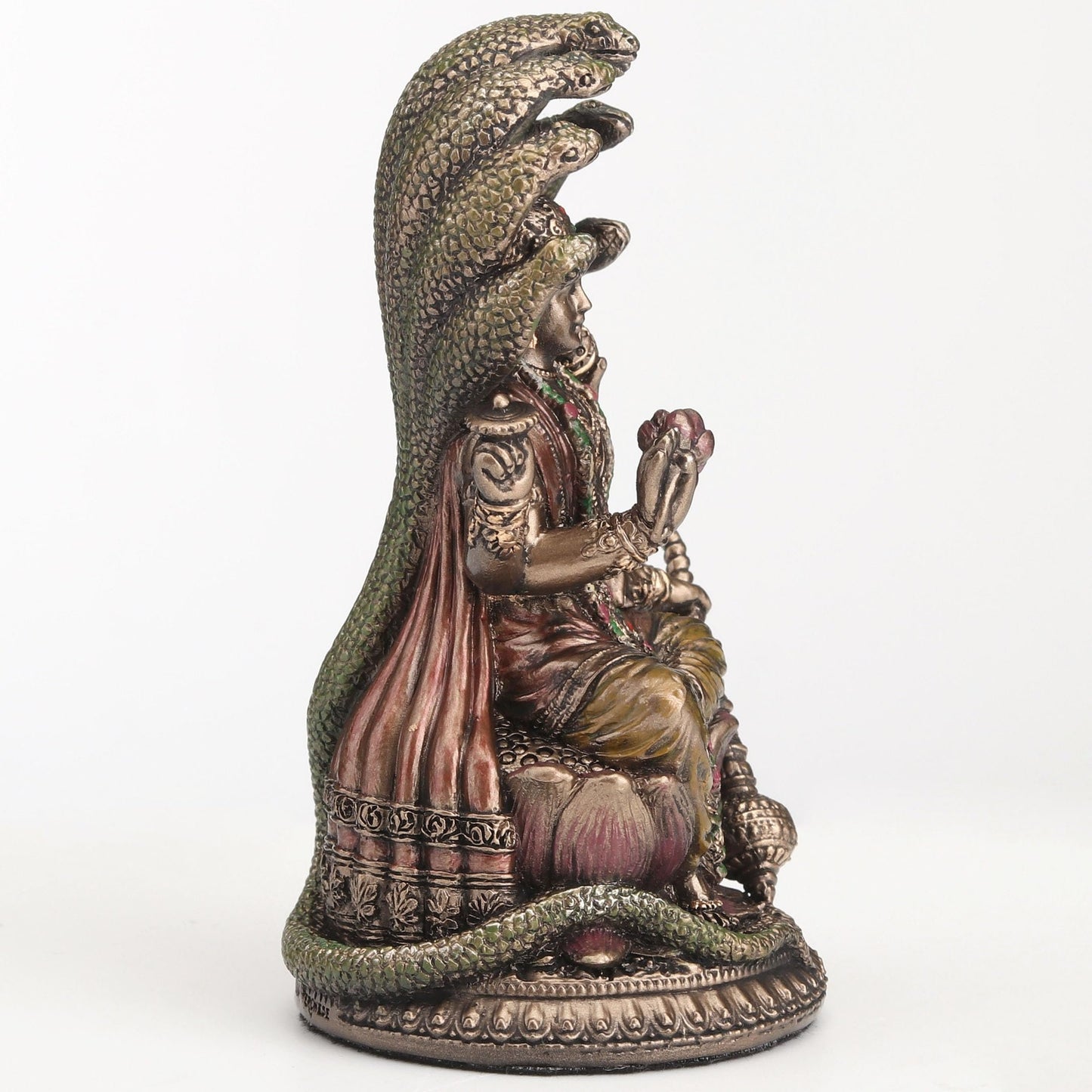 Veronese Design 3 3/4 Inch Shesha Vishnu Cold Cast Resin Bronze Finish Hindu God Idol Sculpture