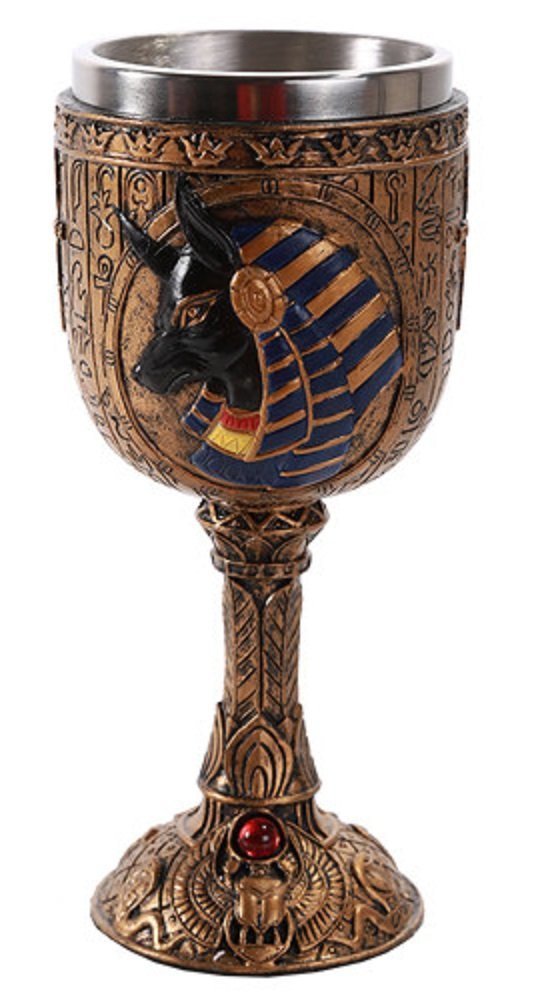 Pacific Giftware Egyptian Anubis God of Underworld Golden Wine Goblet Stainless Steel Liner 6oz