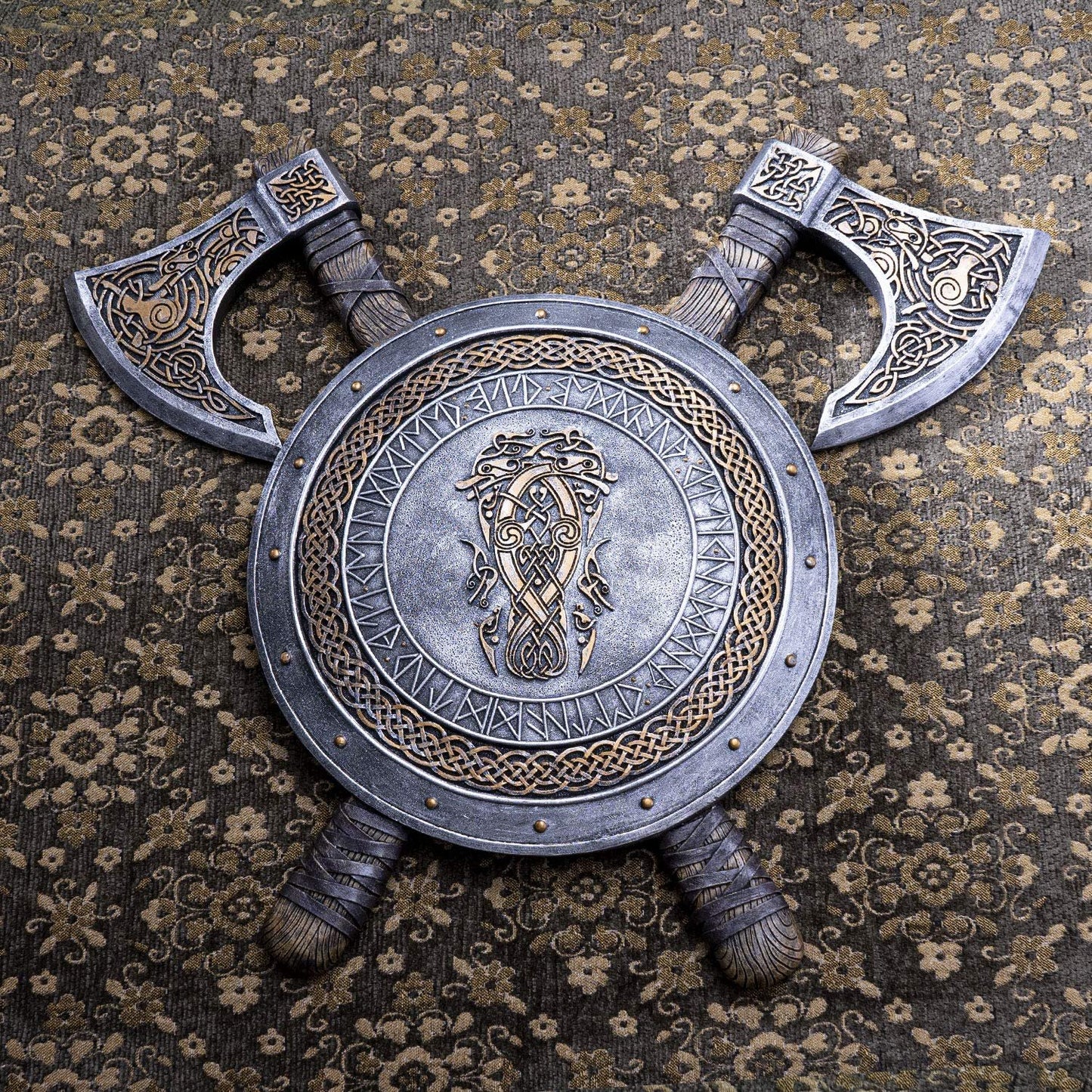 Pacific Giftware Nordic Mythology Viking Knotwork Berserker Axe and Shield Wall Plaque 21 Inches wide Valhalla Vengeance Gothic Wall Decor